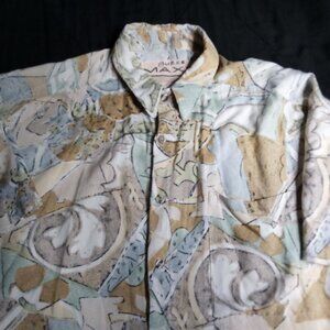Vintage Maxx FM Abstract Geometric Button Shirt Short Sleeve